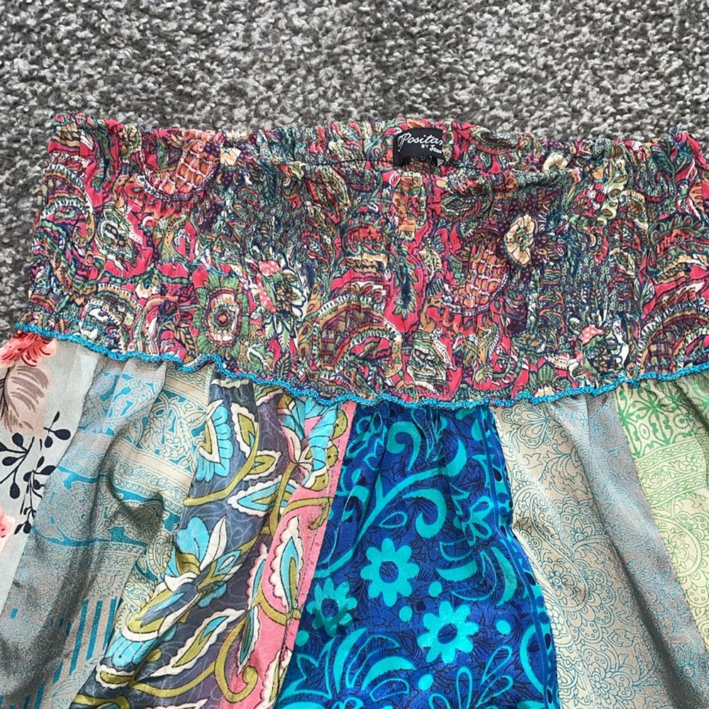 Positano By Jean Paul Multicolor Patchwork Wide Leg Flowy Pants Size Medium - Picture 4 of 14